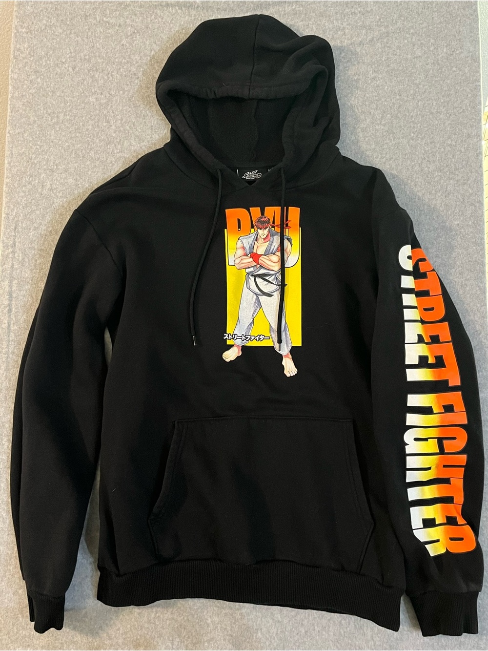 Street Fighter Ryu Hoodie Mens M Black E Honda Vega Capcom Graphic Pullover